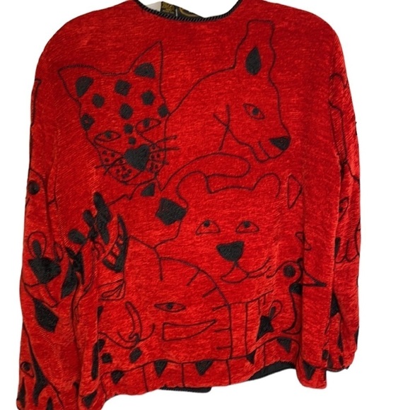 Vintage Allure Cat Dog Picasso Red Black Retro Jacket - Picture 2 of 16